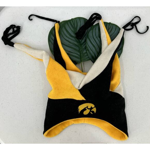 Fan Favorite Iowa Hawkeye University Yellow Black White Embroidered Jester Hat - Picture 1 of 7